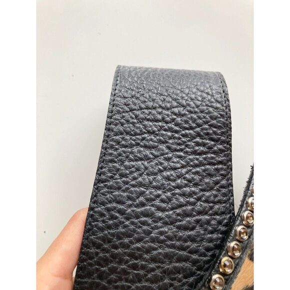 LEATHEROCK USA Leopard Ponyhair Studded Crystal Rhinestone Hip Belt, Size L36 - Picture 6 of 12